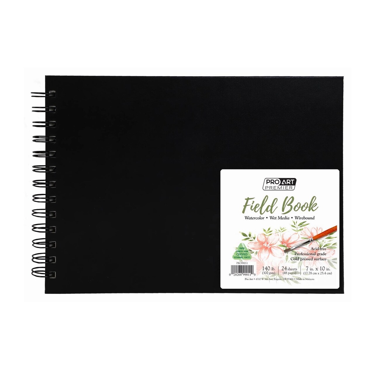Pro Art Prem Watercolor Field Book 7"x10", 24 sheets, 140#, Watercolor Paper, Sketchbook, Water Color Paper, Paper Pad, Journal, Book, Paint Painting Paper